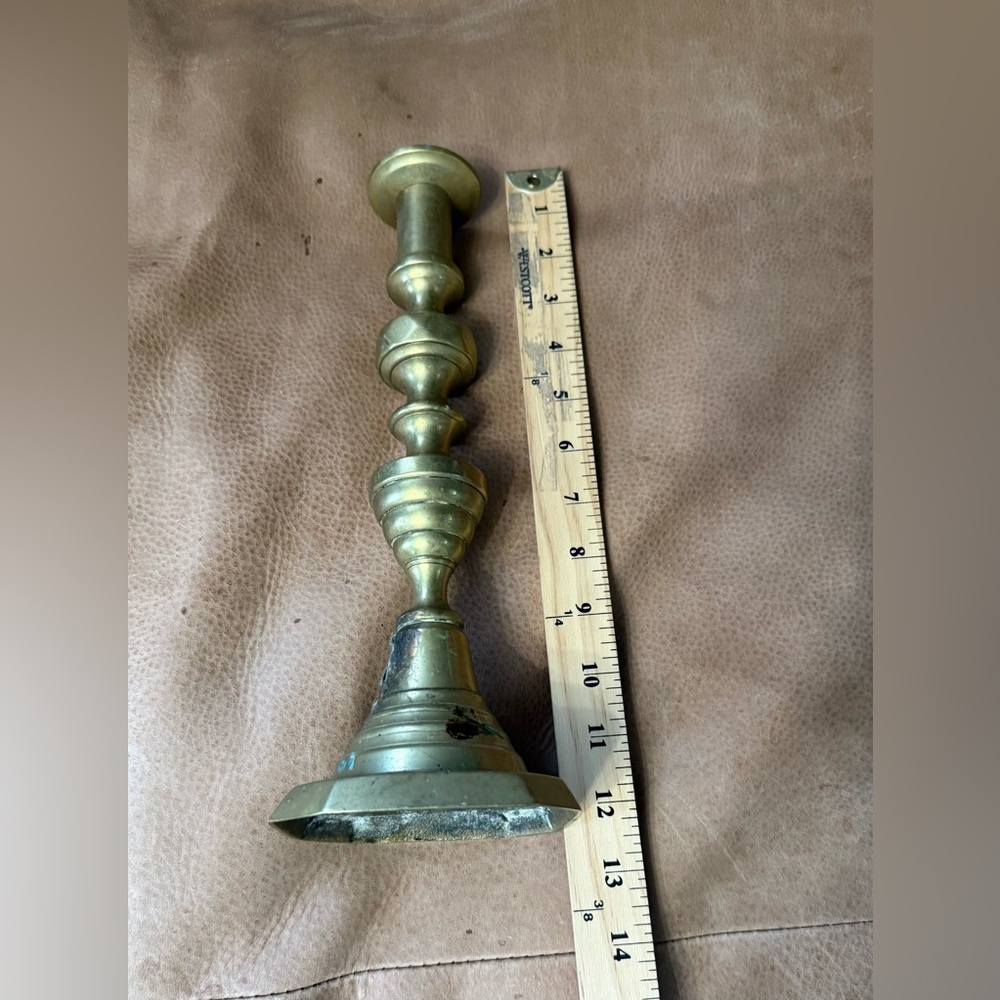 Vintage Candle Holder Mid Century 12" Column Brass Candlestick - Picture 7 of 8